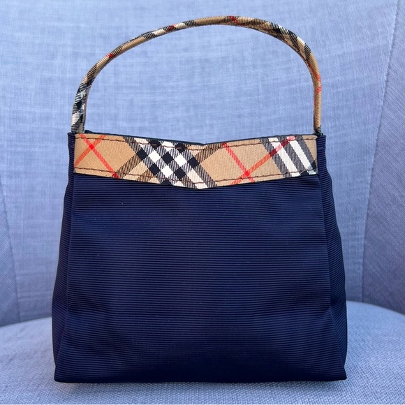 Rare Burberrys Nova Check Mini Hand Bag Navy blue - Picture 2 of 4